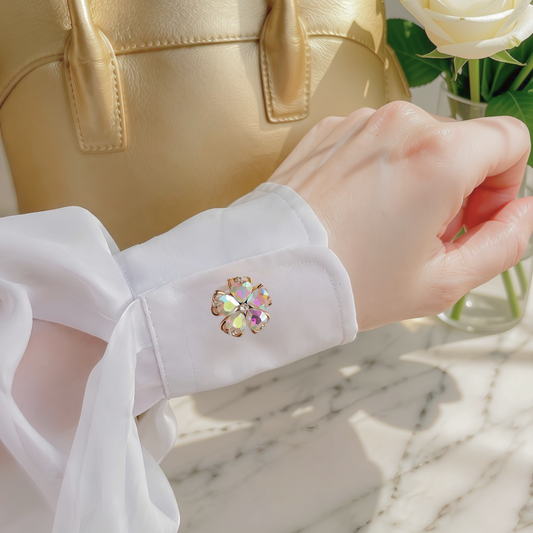 【2個セット】ジュエルフラワー ボタンカバー / 五弁花 ジェムストーン