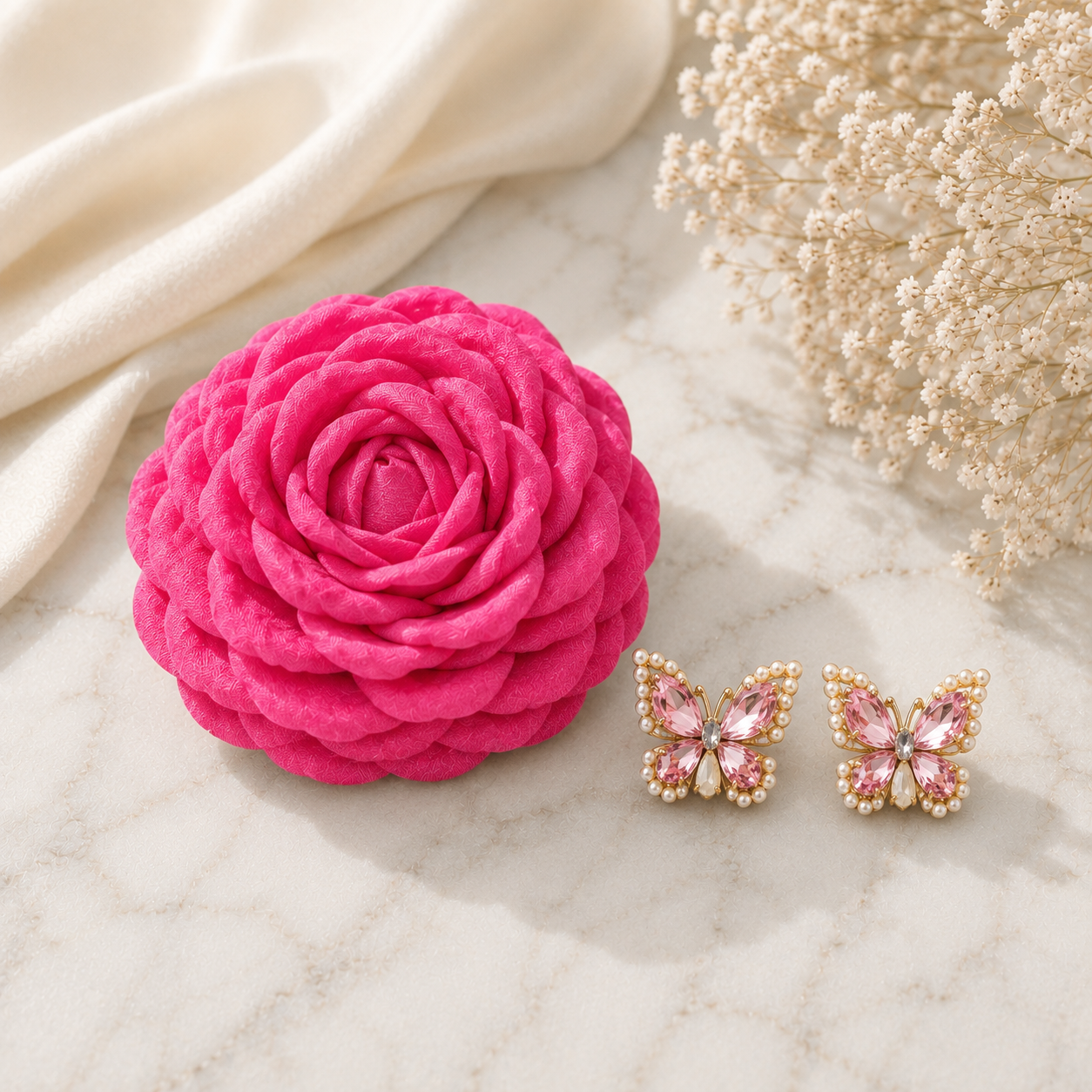 【数量限定】THE ROSA & Butterfly Set｜ローズヘアクリップ＆バタフライボタンカバー