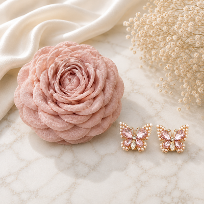 【数量限定】THE ROSA & Butterfly Set｜ローズヘアクリップ＆バタフライボタンカバー