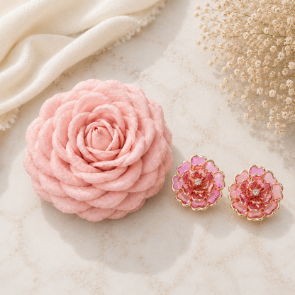 【数量限定SET】THE ROSA × Camellia Button Cover｜ローズヘアクリップ＆カメリアボタンカバー