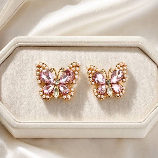 【２個セット】バタフライ ＆ パール ボタンカバー ｜ Butterfly & Pearl Button Covers