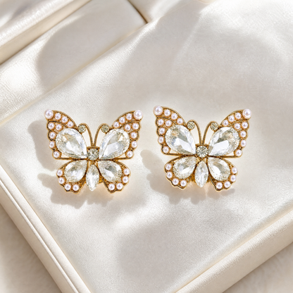 【２個セット】バタフライ ＆ パール ボタンカバー ｜ Butterfly & Pearl Button Covers